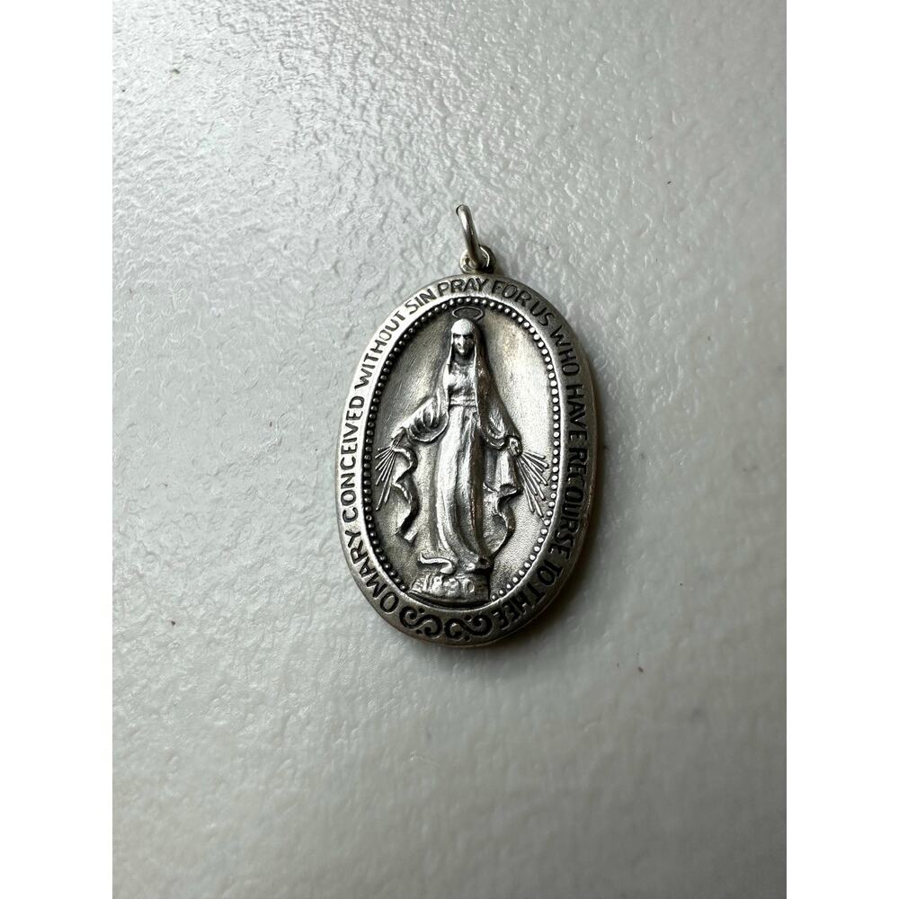 Vintage Carmelite Nun St Catherine Laboure Sterling Silver Miraculous Medal